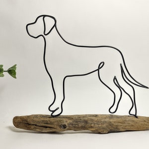 Handmade Wire Great Dane on Driftwood, Home Decor, Dog Gifts, Wire Art Decoration, Personalised Gift for Dog Lovers, Puppy Dog Art