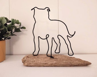 Handmade Wire Staffordshire Bull Terrier Staffie on Driftwood, Home Decor, Dog Gifts, Wire Art Decoration, Personalised Gift for Dog Lovers