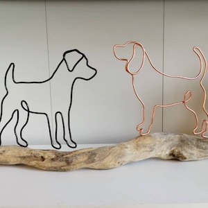 Handmade Pair of Wire Dogs/Cats on Driftwood, Home Decor, Dog Gifts, Cat Gifts, Wire Art Decoration, Personalised Gift for Dog Lovers,