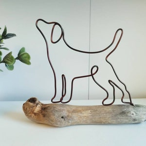 Handmade Wire Labrador on Driftwood, Home Decor, Dog Gifts, Wire Art Decoration, Personalised Gift for Dog Lovers, Lab Presents, Wire Dog