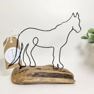 Handmade Wire Horse, Pony on Driftwood, Home Decor, Horse Gifts, Wire Art Decoration, Personalised Gift for Horse Lovers