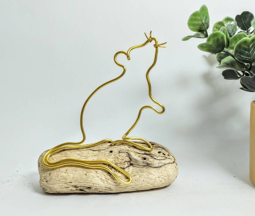 Handmade Wire Rat Sculpture on Driftwood - Animal Lover Gift, Birthday ...