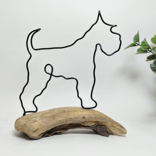 Handmade Wire Schnauzer On Driftwood Miniature - Miniature Schnauzer Home Decor Handmade Wire Schnauzer On Driftwood Miniature - Miniature Schnauzer Home Decor