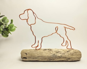 Handmade Wire Working Cocker Spaniel on Driftwood, Home Decor, Dog Gifts, Wire Art Decoration, Personalised Gift for Dog Lovers