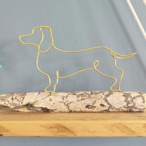Wire Dachshund Art, Sausage Dog Gift, Driftwood or Oak Base image 4