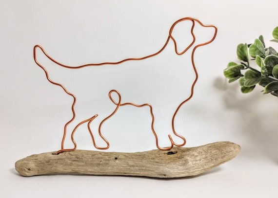 Handmade Wire Golden Retriever on Driftwood, Home Decor, Dog Gifts, Wire  Art Decoration, Personalised Gift for Dog Lovers, Puppy Presents 