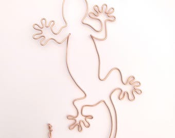 Handmade Wire Gecko Wall Art, Lizard Home Decor
