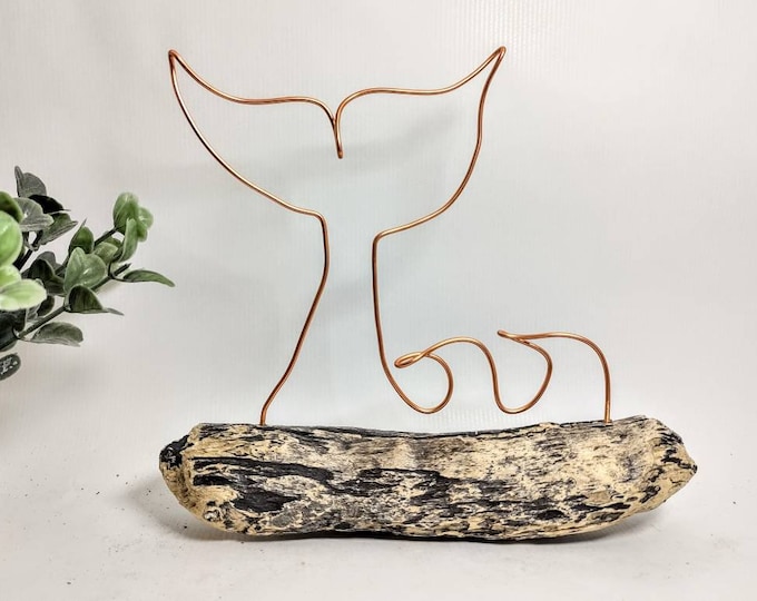 Handmade Wire Whales Tail on Driftwood Home Decor Whale | Etsy UK