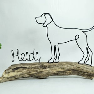 Handmade Wire Weimaraner on Driftwood, Home Decor, Dog Gifts, Wire Art Decoration, Personalised Gift for Dog Lovers
