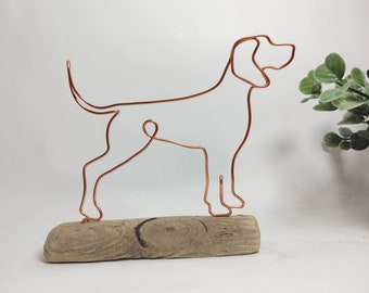 Handmade Wire Vizsla on Driftwood: Personalised Gifts For Dog Lovers