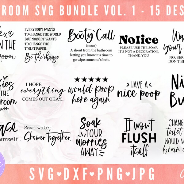 Bathroom Bundle SVG, Funny Bathroom Bundle SVG, Restroom Bundle svg, dxf and png instant download, Bathroom Saying Bundle SVG, Get Naked svg