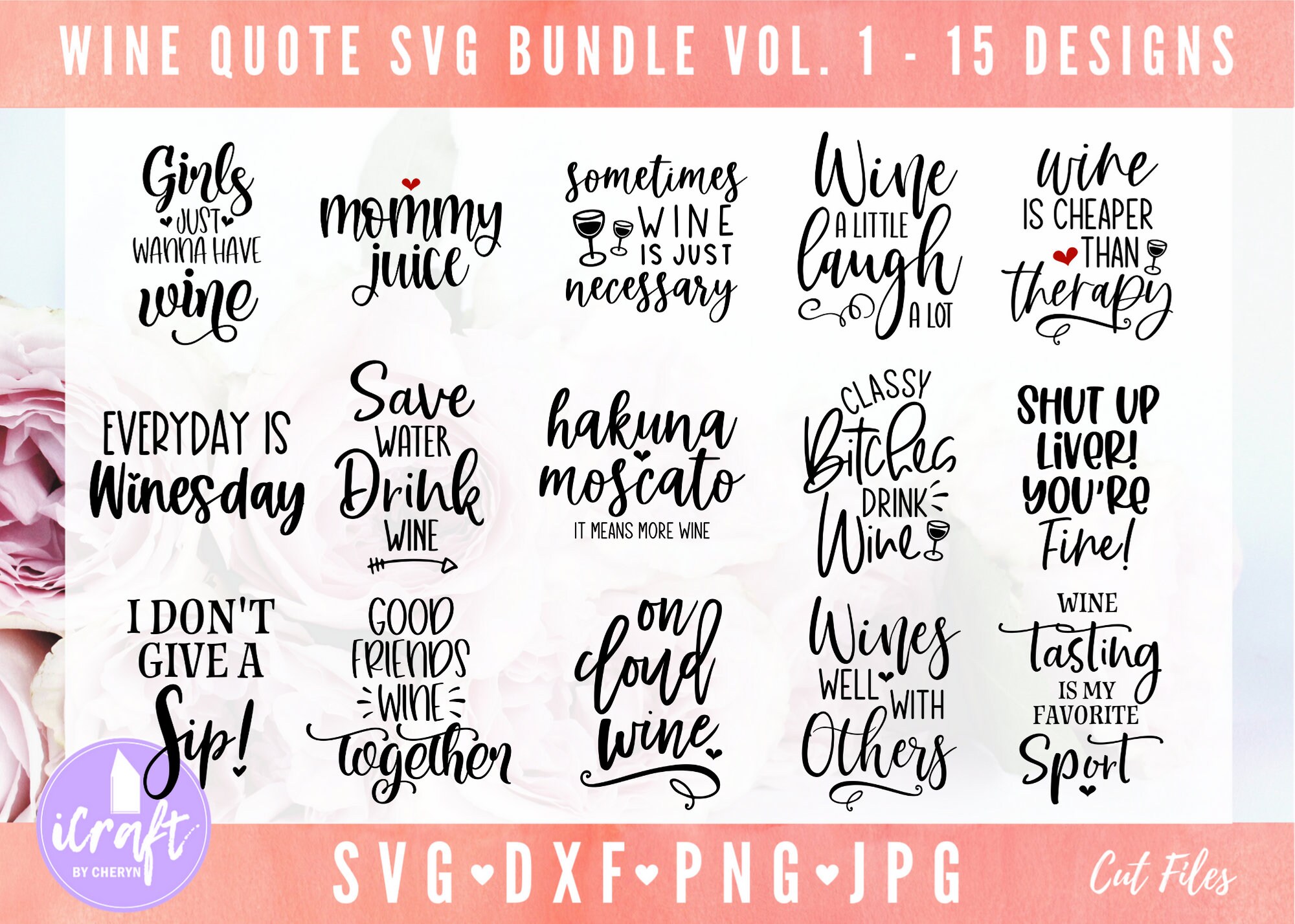 Wine Bundle SVG, Wine Quote Bundle SVG, Funny Wine Bundle SVG, Wine S…