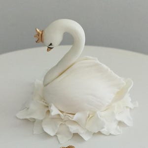 Swan Princess Cake Topper Fondant Swan bird cake decoration Swan with crown  Swan Princess Cupcake Toppers  Princess Swan Party