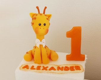 Giraffe Cake Toppe Cake Decorations Jungle CakeTopper Birthday party Fondant Giraffe Fondant Animals Safari Party Cake safari fondant