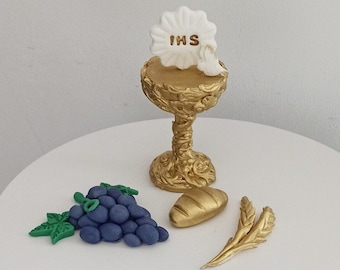First Holy Communion  cake decoration Cake topper Baptism  party First Holy Communion Boy or Girl Golden Chalice