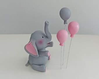 Topper Elephant with a bow cake topper   Kids Party Decor elephant with balloons