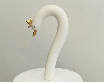 Swan neck Swan Princess Cake Topper Fondant Swan bird cake decoration Swan with crown Swan Princess Cupcake Toppers Princess Swan Party