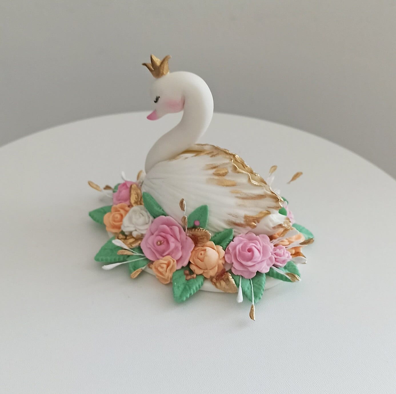 Swan With Crown Cake Topper Wedding Swans Sugar Paste Handmade Swans ...