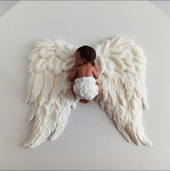 Bebé en alas Bebé en la cruz Pastel de angelito Topper Baby - Etsy España