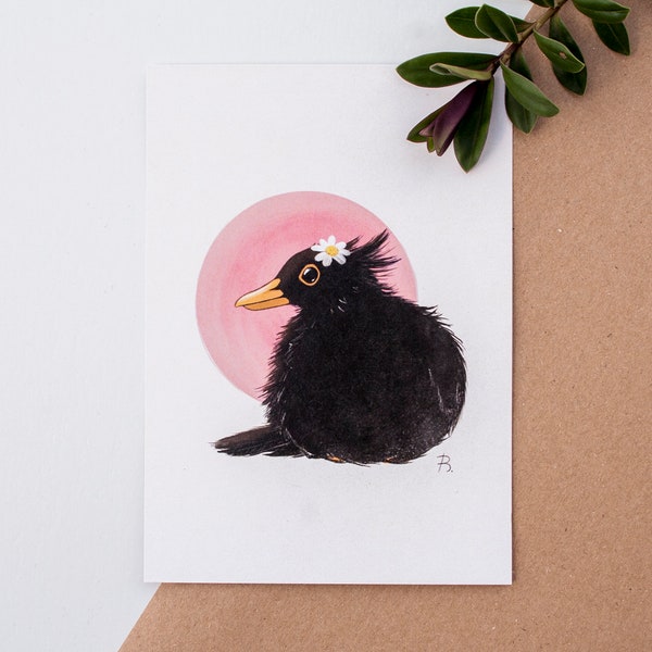 Postkarte A6 Amsel