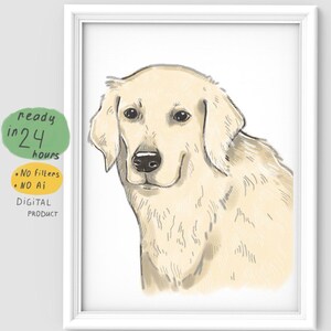 Hand Drawn Caricature dog portrait, custom cartoon loss gifts, DIGITAL PRODUCT