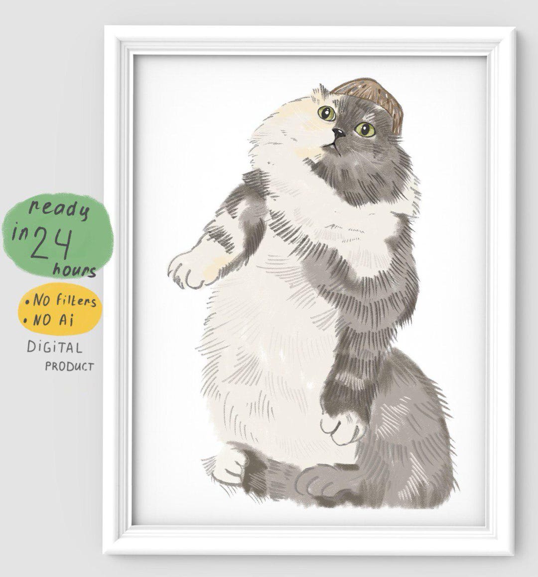 Custom Pet Portrait Hand Drawn, Ugly Cat Caricature - Pet Loss Gifts - Etsy