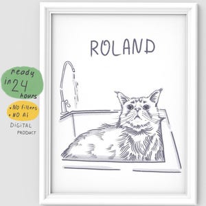 Custom pet hand-draw portrait, ugly line drawing caricature