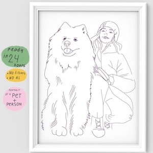 Custom line portrait pet, personalized family  cartoon portrait, caricature, ugly cute portrait gift. DIGITAL PRODUCT