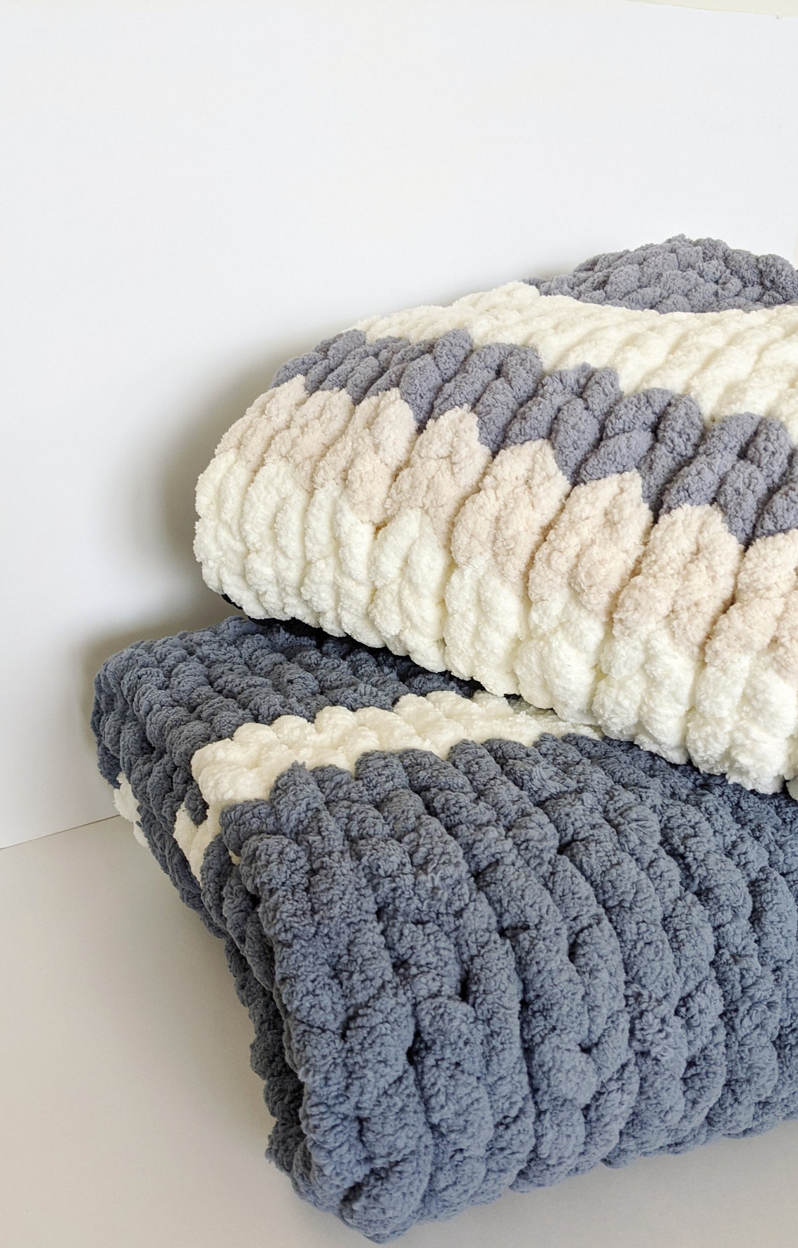 Grey Chunky Blanket / Grey Chunky Knit / Soft Lap Throw / Etsy