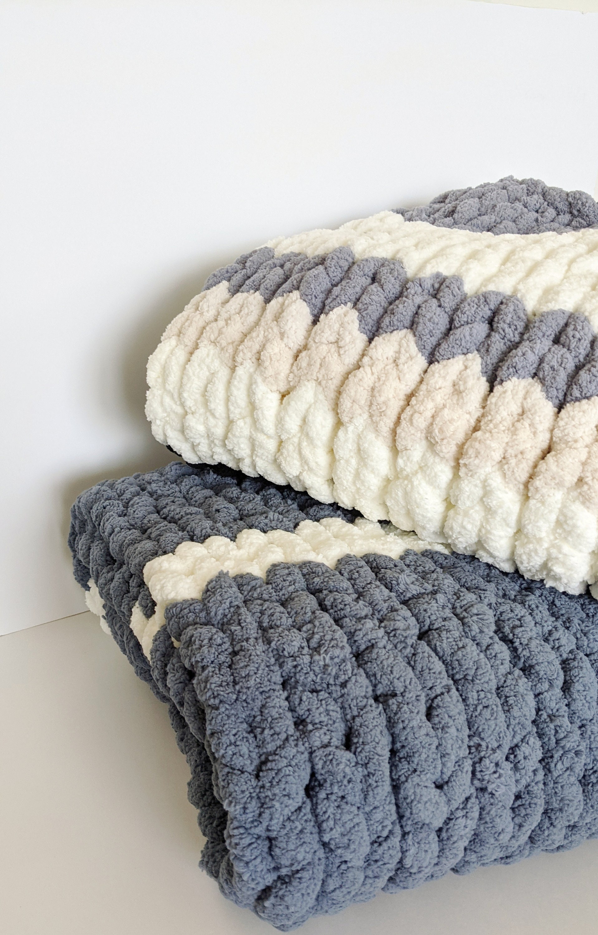 Handmade Grey Chunky Chenille Blanket/ Grey Chunky Knit /Soft Etsy