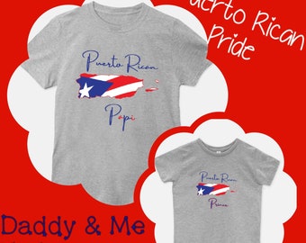 Puerto Rican Daddy & Me Matching T-Shirt Set-Crew Neck~Puerto Rican Pride  for Dad, Baby Boys, Girls,Kids