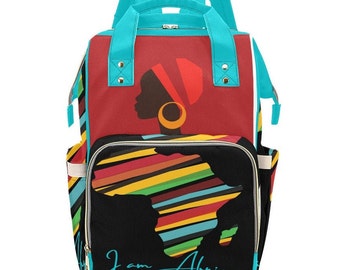Designer Baby Bag Diaper Bag w/ African Design - Custom African Baby Backpack | Unisex Baby Shower Gift Ideas