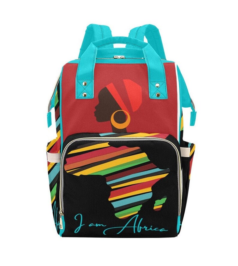 Designer Baby Bag Diaper Bag w/ African Design Custom African Baby Backpack Unisex Baby Shower Gift Ideas image 1