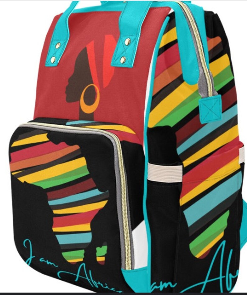 Designer Baby Bag Diaper Bag w/ African Design Custom African Baby Backpack Unisex Baby Shower Gift Ideas image 2