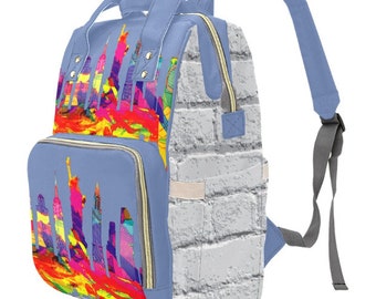 Designer Backpack Universal design-NYC Skyline-NY Pride Backpack for Travel or for the perfect Baby Shower Gift!