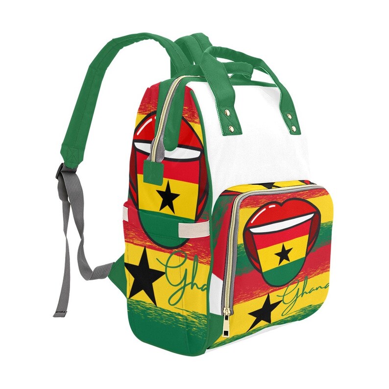 Ghanaian Pride Baby Diaper Bag W/ Fun Ghana Flag Design Customizable