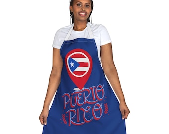 Festive Puerto Rico Pride Apron with 2 Color Straps, Fun Cooking Gift for Chefs, BBQ Lovers, Festive Kitchen Decor, Cultural Celebration
