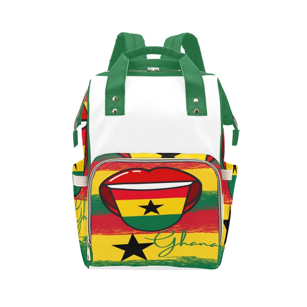 Ghanaian Pride Baby Diaper Bag W/ Fun Ghana Flag Design Customizable