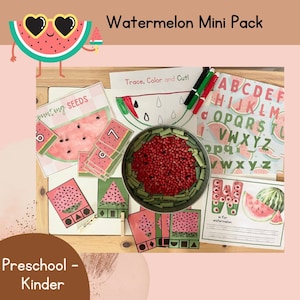 Watermelon Learning Pack, Summer Printables, Preschool Activities for Summer, Homeschool Unit