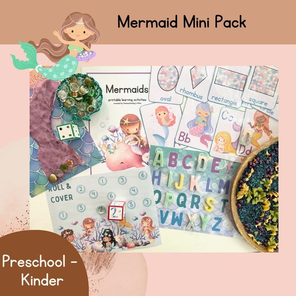 Mermaids Learning Pack, Summer Printables, Preschool Activities for Summer, Homeschool Unit