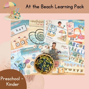 At the Beach Learning Pack,  Preschool Activities, Beach Unit, Montessori Learning, Toddler Activities, Homeschool Printables, Summer