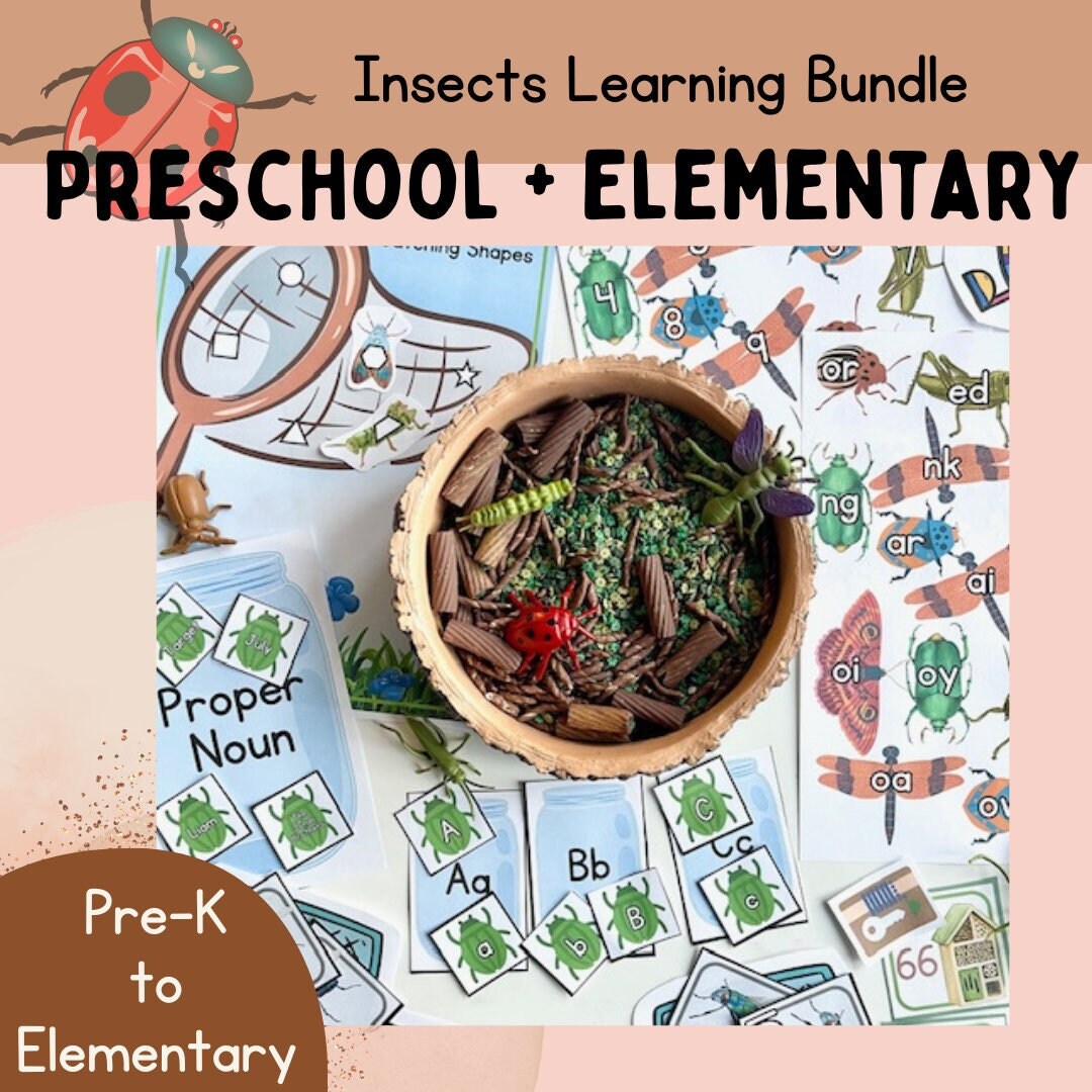 Insects PRESCHOOL - EARLY ELEMENTARY Learning Pack, Spring Preschool Activities, Homeschool Unit Printables