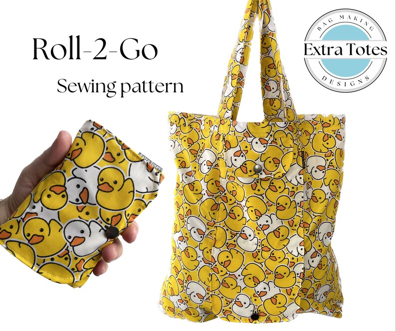 Roll2go foldaway Tote Bag Sewing Pattern Etsy