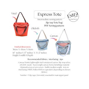 Zip Top Tote Bag Pattern - Etsy