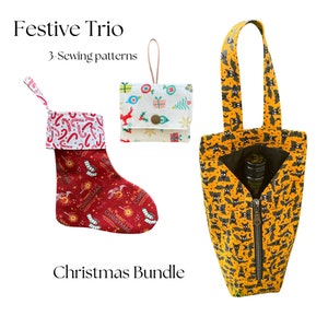 Feestelijk trio 3 naaipatronen in 1 kerstset