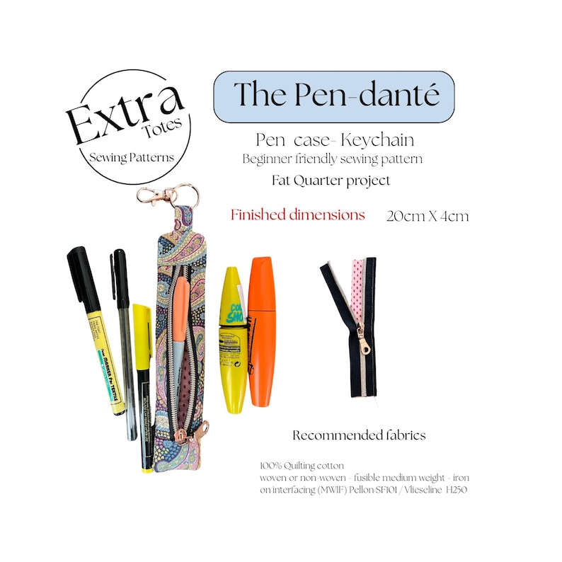 zipped pen case keychain image 4