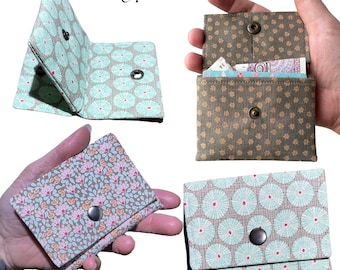 Palm sized fabric coin/card wallet, double  purse PDF Sewing pattern with pattern pieces