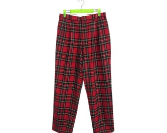 Vintage Japanese Brand O Henry Plaid Checked Tartan Wool Pant Size Waist 28 Inspired Designer Unisex Wear Streetwear K743