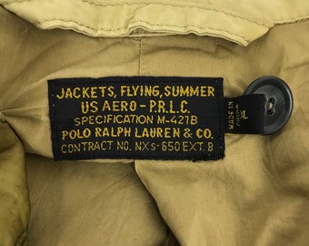Vintage USRL Polo Ralph Lauren Military Flight Jacket Airborne Div Summer  Cotton Twill Streetwear L364