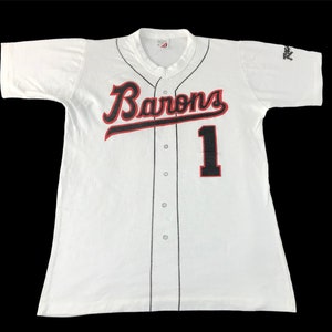 Vintage Barons Banana Rock 99 Wzrr Celular One Birmingham Jersey Style Design Spell Out Tee T-shirt USA Streetwear Fits Size S M K2207j